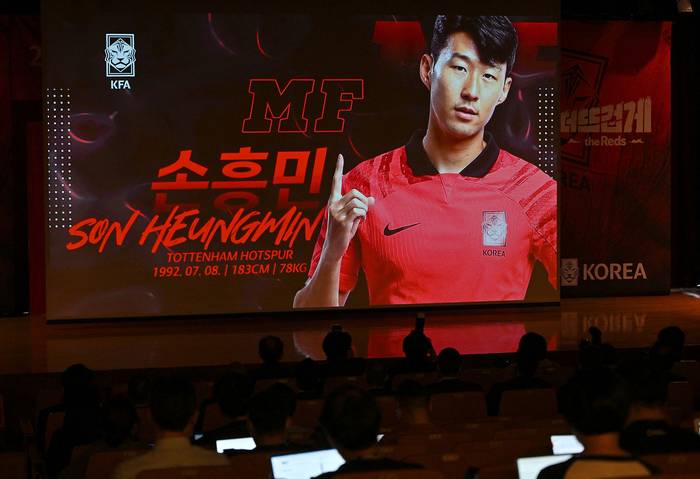 Imagen de Son Heung-min, durante una conferencia de prensa anunciando la lista de jugadores de Korea del Sur para el mundial. · Foto: Jung Yeon-Je