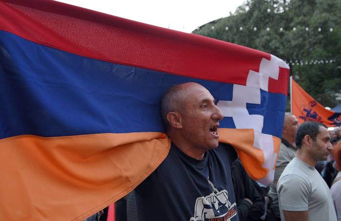 Manifestación contra Azerbaiyán, en el centro de Ereván, Armenia (14.09.2023). · Foto: Karen Minasyan, AFP