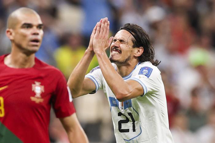 Edinson Cavani durante el partido con Portugal. · Foto: José Sena Goulao, AFP