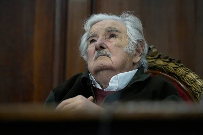 José Mujica, el 26 de junio, en el Paraninfo de la Universidad de la República. · Foto: Nicolás Celaya / adhocFOTOS