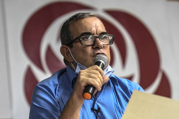 Rodrigo Londono alias Timochenko, durante la Segunda Asamblea Nacional Extraordinaria del Partido Político Guerrillero Ex FARC, en Medellín, Colombia.
 · Foto: Joaquín Sarmiento, AFP