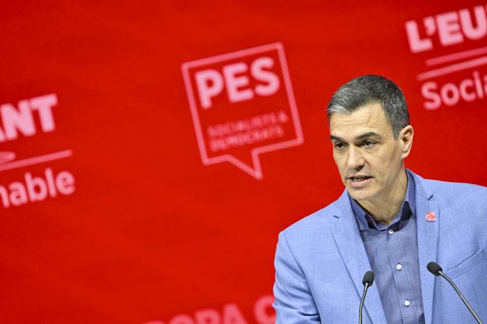 Pedro Sánchez, durante el congreso electoral del Partido de los Socialistas Europeos (PSE), el 2 de marzo en Roma. · Foto: Andreas Solaro, AFP