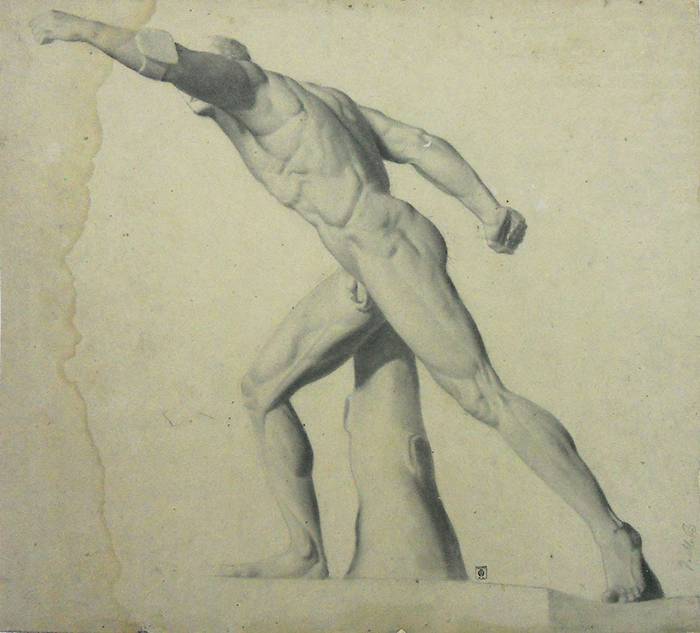 _Estudio del yeso_, Juan Manuel Blanes. Dibujo a lápiz, _circa_ 1862. Acervo Museo Nacional de Artes Visuales (MNAV).