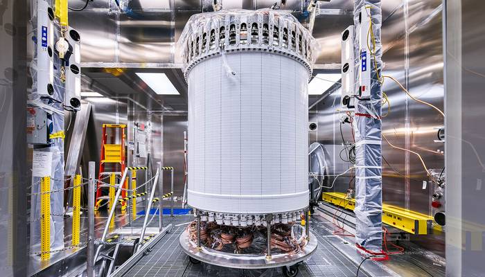 Detector de materia oscura Lux-Zeplin. Foto: Matthew Kapust, Sanford Underground Research Facility.