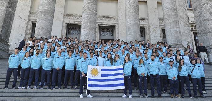 Parte de la delegación uruguaya que participará en los juegos Odesur. · Foto: Federico Gutiérrez