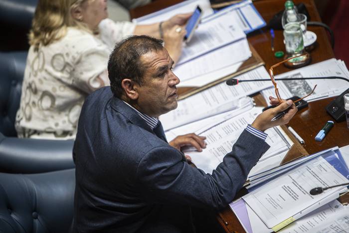 Sebastián da Silva, durante una sesión de la Cámara de Senadores (archivo, marzo de 2023). · Foto: .