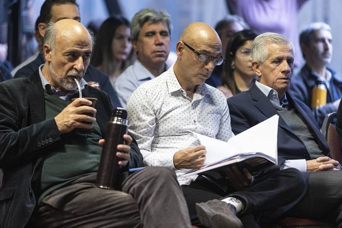 Pablo Mieres y Marcelo Abdala, en el Parlamento (archivo, junio de 2023). · Foto: Ernesto Ryan
