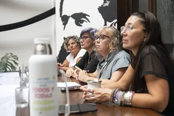 Daniela Silva, Grethel Artola, Alejandra Pereira y Marta Sequeira, el 6 de marzo, en la Casa del Maestro. · Foto: Alessandro Maradei