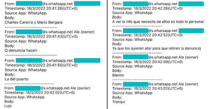 Chat de Whatsapp recuperado del celular de Alejandro Astesiano