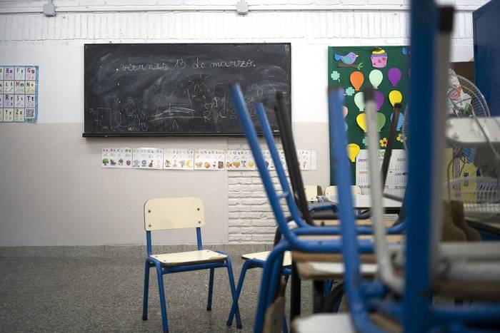 Salon de clase en la escuela 336, de Casavalle (archivo, junio de 2020). · Foto: Mariana Greif
