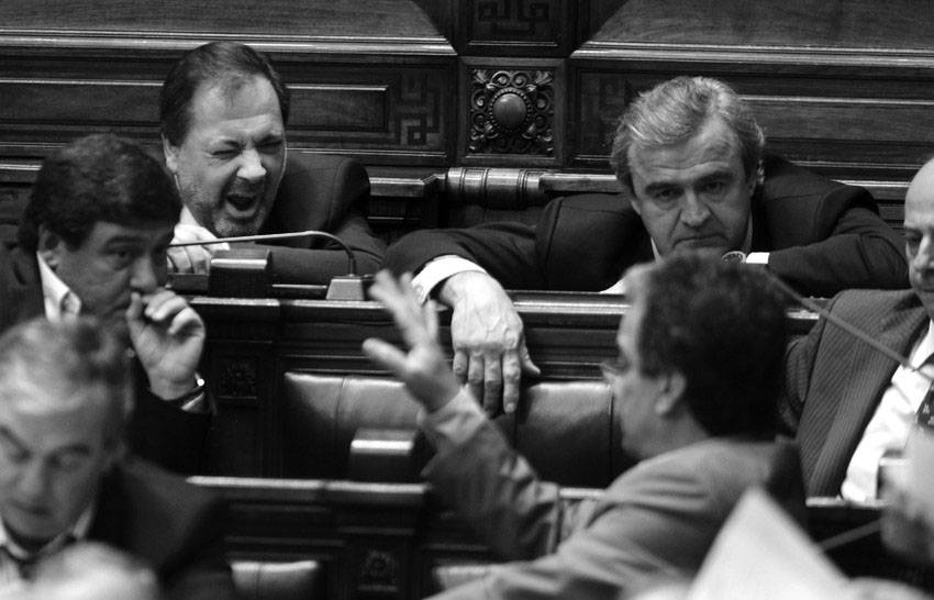 Legisladores del Partido Nacional, durante la sesión de la Asamblea General 