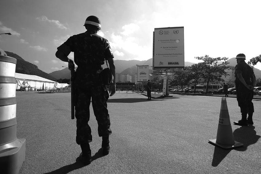 Entrada del centro de convenciones Riocentro, en Río de Janeiro (Brasil), donde se llevará a cabo la Conferencia de las Naciones Unidas sobre el Desarrollo Sustentable Rio+20. 