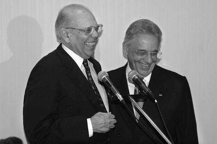 Los entonces presidentes de Uruguay y Brasil, Jorge Batlle y Fernando Henrique Cardoso,
durante la visita del segundo a nuestro país. Agosto de 2002.  foto: s/d de autor, sepredi · Foto:  s/d de autor, Sepredi