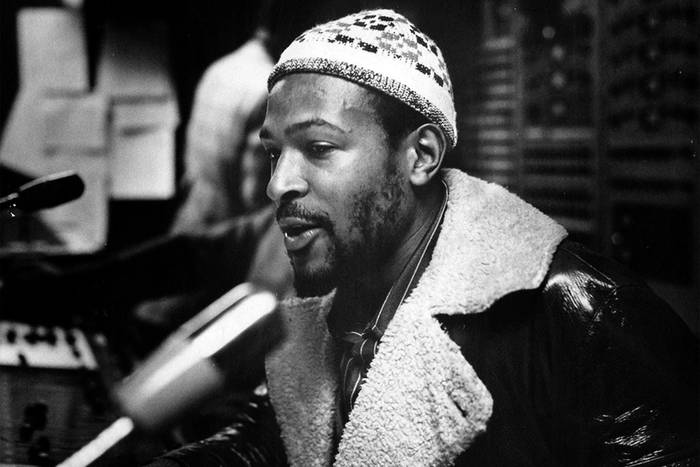 Marvin Gaye en los estudios de Motown a principios de 1971, durante la grabación de _What's Goin' On_. · Foto: Gordon Staples, Detroit Free Press