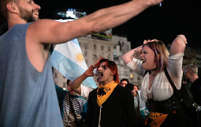 Partidarios de Javier Milei en el Obelisco de Buenos Aires (19.11.2023). · Foto: Juan Mabromata,  AFP