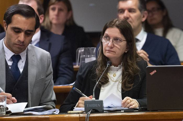 José Luis Satdjian y Karina Rando, en la Comisión de Presupuesto integrada con Hacienda (25.07.2023). · Foto: Alessandro Maradei