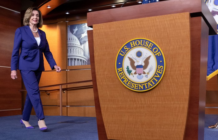 Nancy Pelosi, durante una conferencia de prensa, el 29 de julio, en el Capitolio, en Washington. · Foto: Saul Loeb, AFP