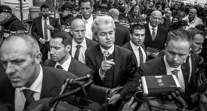 Geert Wilders, del Partido por la Libertad de Holanda, en Dordrecht, el 2 de abril. Foto: Remko de Waal, Afp