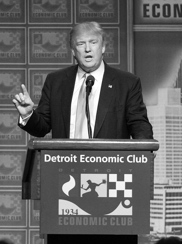 Donald Trump, candidato presidencial republicano, durante una conferencia
sobre su plan económico, ayer, en Detroit.Foto: Bill Pugliano, Afp