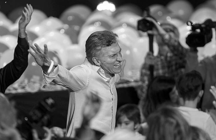 Mauricio Macri festeja la victoria de Horacio Rodríguez Larreta, el domingo, en Buenos Aires. Foto: David Fernández, Efe