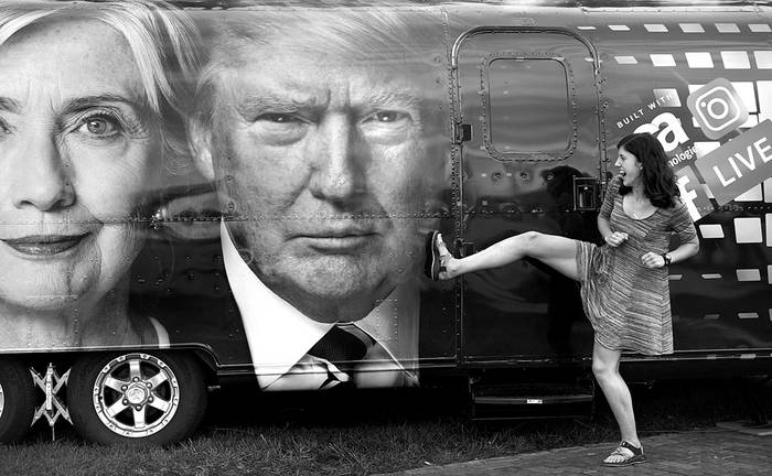 Publicidad del próximo debate electoral, ayer, en Washington, Estados Unidos. Foto: AFP