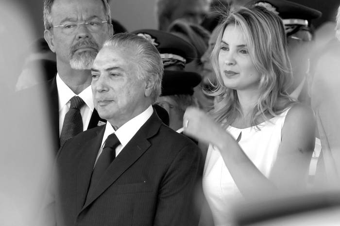 Michel Temer, presidente de Brasil, y su esposa, Marcela, el 7 de setiembre en Brasilia. Foto: Evaristo Sa, Afp