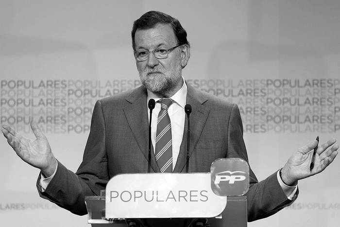 Mariano Rajoy, presidente español, el lunes, durante la rueda de prensa para analizar los resultados de las elecciones autonómicas y locales. Foto: Jj Guillén, Efe
