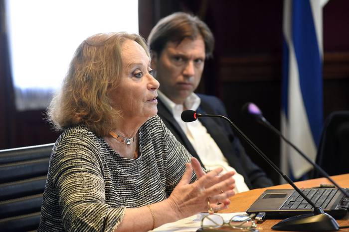 Nilza Salvo y Juan Ceretta, en la conferencia sobre la judilización del derecho a la salud. · Foto: Federico Gutiérrez