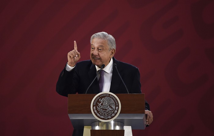Andrés Manuel Lopez Obrador en una conferencia de prensa en el Palacio Nacional de la Ciudad de México, el 14 de diciembre.
 · Foto: Alfredo Estrella