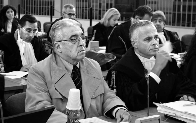 Jorge Tróccoli y su abogado, Francesco Guzzo, ayer, durante el juicio en Roma. Foto: Nadia Angelucci