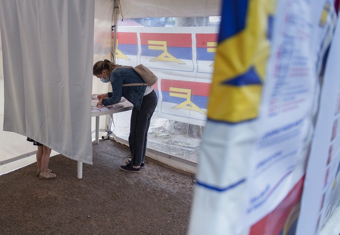 Circuito de votación en Villa Dolores, el 5 de diciembre. · Foto: Alessandro Maradei