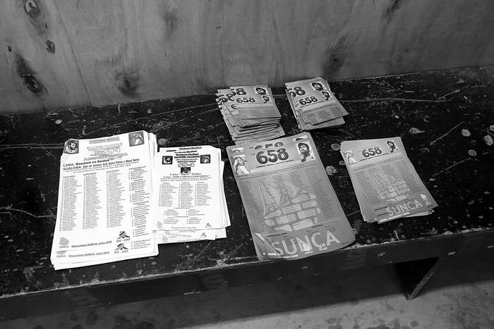 Listas en el cuarto secreto de las elecciones del Sindicato Único Nacional de la Construcción y Anexos, el 27 de julio. Foto: Pablo Nogueira