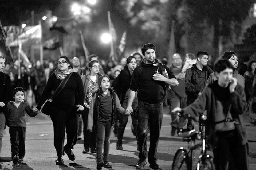 Marcha al Hospital Filtro, ayer, en Bulevar Artigas. Foto: Federico Gutiérrez