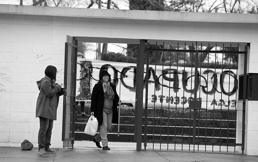 Liceo 45 de Montevideo, ocupado, el martes. 