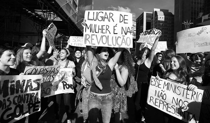 Protesta contra el presidente en funciones de Brasil, Michel Temer, ayer, en San Pablo, Brasil. Foto: Miguel Schincariol, Afp