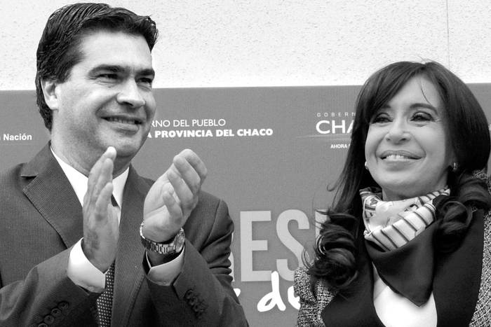 Jorge Capitanich y Cristina Fernández, en un acto en el Chaco, el 7 de mayo. Foto: Presidencia Argentina, s/d de Autor