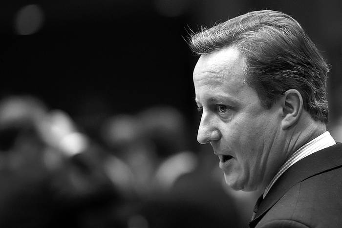 David Cameron, primer ministro británico, durante la cumbre de la Unión
Europea, ayer, en Bruselas. Foto: Stephane de Sakutin, Afp