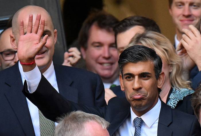 El primer ministro entrante, Rishi Sunak, en la sede del Partido Conservador, en el centro de Londres (24.10.2022). · Foto: Daniel Leal, AFP