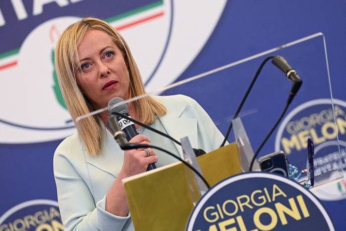 Giorgia Meloni en la sede de campaña de su partido (25.09.2022). · Foto: Andreas Solaro, AFP
