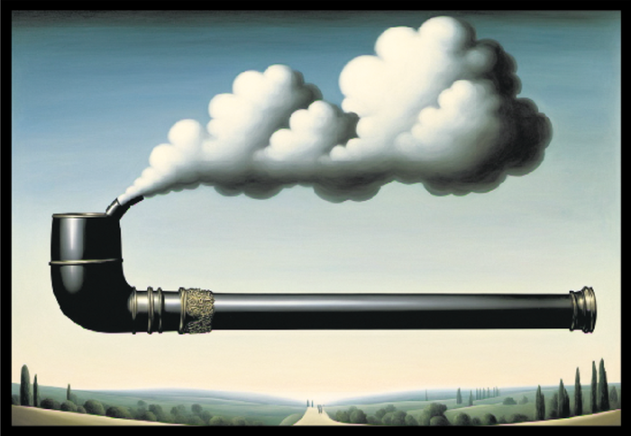 Prompt: Esto no es una pipa. Metáfora del cuadro de Magritte. Imagen: Midjouney