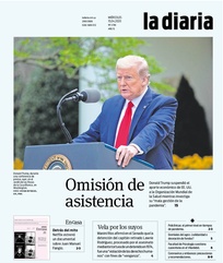 Tapa de la diaria del miércoles 15 de abril de 2020