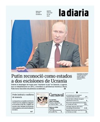 Tapa de la diaria del martes 22 de febrero de 2022