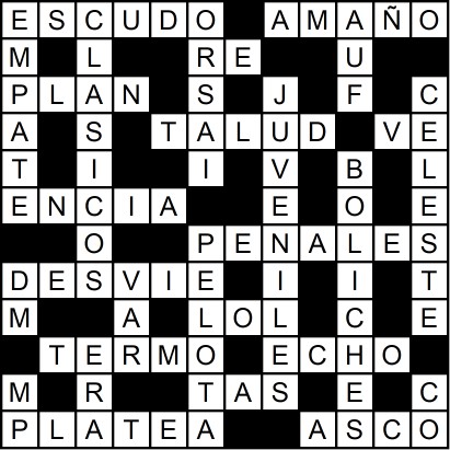 Solución del crucigrama del Jueves 9 feb.