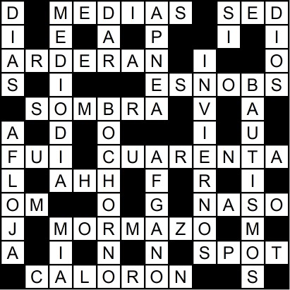 Solución del crucigrama del Lunes 13 feb.