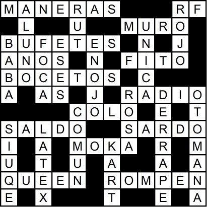 Solución del crucigrama del Miércoles 28 may.