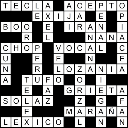 Solución del crucigrama del Lunes 16 jun.