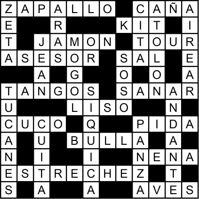 Solución del crucigrama del Lunes 30 jun.