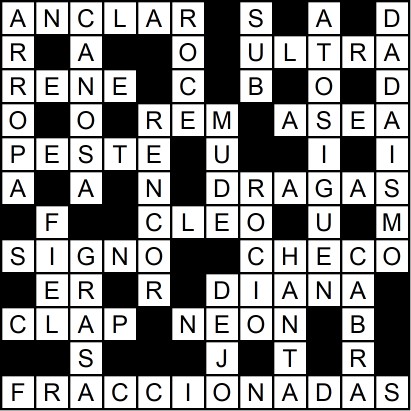 Solución del crucigrama del Martes 15 jul.