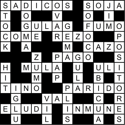 Solución del crucigrama del Jueves 24 jul.
