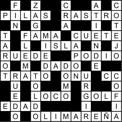 Solución del crucigrama del Lunes 15 sep.